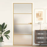 Interior Door Slim Golden 93x201.5 cm Tempered Glass and Aluminium 155138
