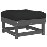 Garden Footstool with Cushion Grey Solid Wood Pine 825438