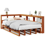 ZNTS Bookcase Bed without Mattress Wax Brown 120x190cm Solid Wood Pine 3324519