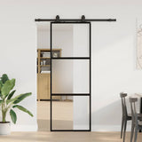 Sliding Door with Hardware Set Black 76x205 cm Tempered Glass 3375913