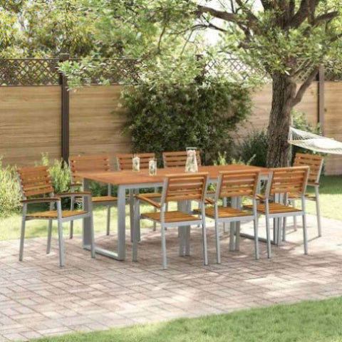 Garden Dining Set 5 pcs Grey and brown Solid acacia wood 3284350