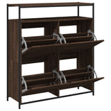 Shoe Cabinet with 4 Flip-Drawers Brown Oak 100x34x112 cm 3214417