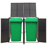 Double Wheelie Bin Shed Black 140x80x117 cm Poly Rattan 319861