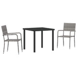 Garden Dining Set with Cushion 3 pcs Grey Poly Rattan 3379912