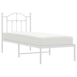 Metal Bed Frame without Mattress with Headboard White 75x190cm 353478