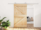 Sliding Door Natural and White 85 x 210 cm Solid Pine Wood 3445021