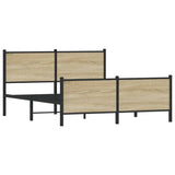 Metal Bed Frame without Mattress Sonoma Oak 140x190 cm 3301360