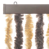 Fly Curtain Dark Brown and Beige 100x220 cm Chenille 377358