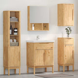 Bathroom Furniture Set FLORO 4 pcs Wax Brown Solid Pine Wood 3385885