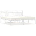 Metal Bed Frame without Mattress with Headboard White 183x213cm 373745