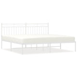 Metal Bed Frame without Mattress with Headboard White 183x213cm 373745