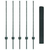 Welded Wire Fence with Posts 10 x 1 m Galvanised Steel Green 3336444