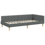 Corner Bed Frame with Headboard Dark Grey 80 x 200 cm Fabric 42016102