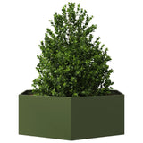 ZNTS Garden Planter Olive Green Hexagon 138x120x45 cm Steel 851139