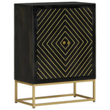 Sideboard with 2 Doors Black&Gold 55x30x75 cm Solid Wood Mango 352042