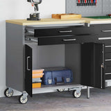 Trolley Rolling Workbench Black and Grey 75 x 45 x 85 cm 4103487
