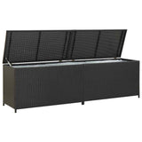 Garden Storage Box Poly Rattan 200x50x60 cm Black 46474