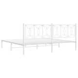 Metal Bed Frame without Mattress with Headboard White 193x203cm 376183