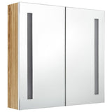 LED Bathroom Mirror Cabinet White and Oak 62x14x60 cm 326523