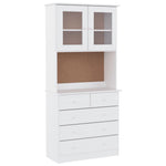 Highboard ALTA White 77x35x165 cm Solid Wood Pine 3187780