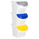Stackable Waste Bins with Lids 3 pcs White PP 78 L 364068