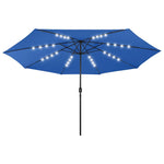 ZNTS Outdoor Parasol with LED Lights and Metal Pole 400 cm Azure Blue 312537