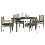 Garden Dining Set with Cushion 5 pcs Grey and Black Rattan 3380822