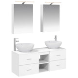 Bathroom Furniture Set 5 pcs White Engineered Wood and Glass 3406951