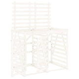 Double Wheelie Bin Storage White Solid Wood Pine 3157686