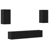 TV Cabinet Set 4 pcs Black Oak Engineered Wood 3393238