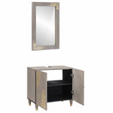 Bathroom Cabinet Set Wall-mounted 2 pcs Grey Solid Mango Wood 3310153