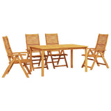 Garden Dining Set Folding 5 pcs Brown Solid Acacia Wood 3375626
