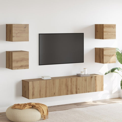 ZNTS TV Cabinet 6 pcs Brown 160 x 30 x 30 cm Engineered wood 3393419