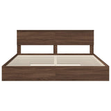 Storage Bed with Drawer Brown Oak 200 x 200 cm Engineered Wood 3410769