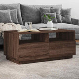 Coffee Table with LED Lights Brown Oak 90x49x40 cm 839839