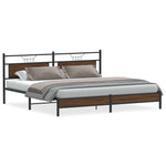 Metal Bed Frame without Mattress Brown Oak 200x200 cm 3325130