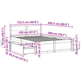 Bed Frame without Mattress Wax Brown 120x200 cm Solid Wood Pine 3282353