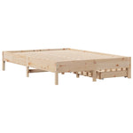 ZNTS Bed Frame without Mattress 135x190 cm Double Solid Wood Pine 3301725