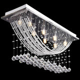 White Ceiling Lamp with Glittering Glass Crystal Beads 8 x G9 29 cm 241391