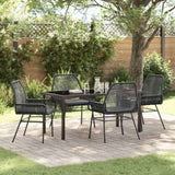 Garden Dining Set with Cushion 5 pcs Black Poly Rattan 3380872
