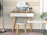 Dressing Table with Drawer and Mirror height adjustable Wooden Oak Color Bedroom Dressing Room T3398P344161