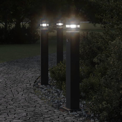 ZNTS Outdoor Floor Lamps with Sensors 3pcs Black 80 cm Aluminium 4006402