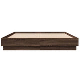 Bed Frame with LED without Mattress Brown Oak 150x200 cm King Size 3209792