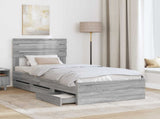 Bed Frame with Drawer Grey Sonoma 100 x 200 cm Engineer Wood 3411528