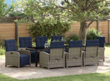 Garden Dining Set with Cushion 9 pcs Grey Poly Rattan 3380364