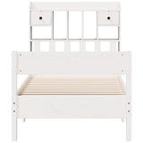 Bookcase Bed without Mattress White 75x190 cm Small Single Solid Wood Pine 3323051