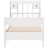 Bookcase Bed without Mattress White 90x190 cm Single Solid Wood Pine 3323048