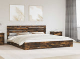 Bed Frame with Drawer Smoked Oak 200 x 200 cm Engineered Wood 3411612