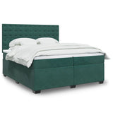 Box Spring Bed with Mattress Dark Green 200x200 cm Velvet 3291017