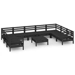 ZNTS 10 Piece Garden Lounge Set Black Solid Wood Pine 3083543